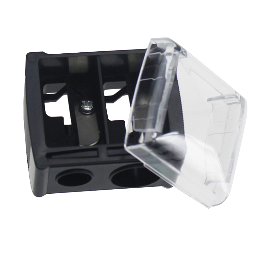 1pc Double Hole Pencil Sharpener Cosmetic Pencil Sharpener for Eyebrow Lip Liner Eyeliner(Black)
